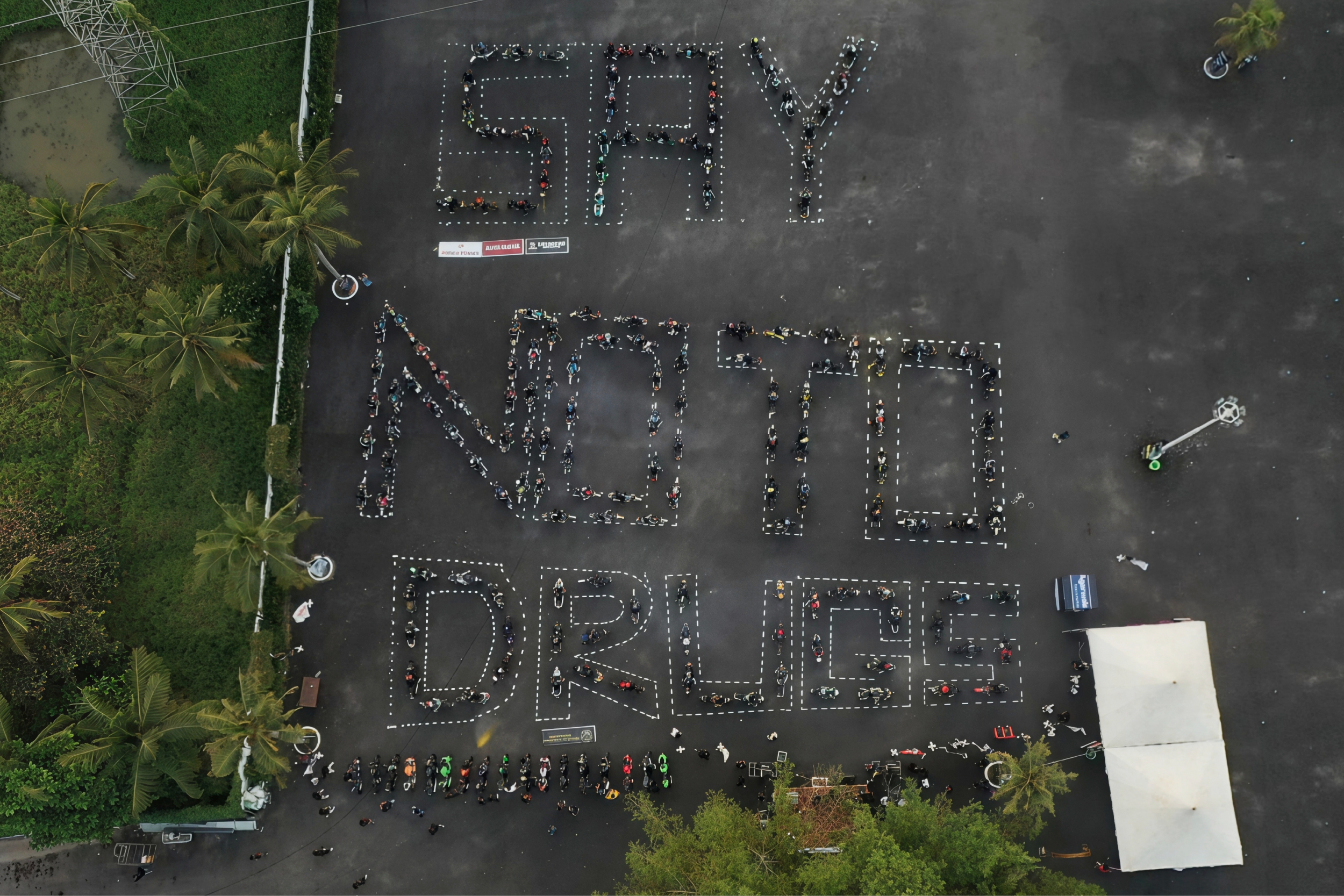 SAY NO TO DRUGS - LARGEST BIKE IMAGE FORMING ANTI-DRUGS LETTERS “SAY NO TO DRUGS”